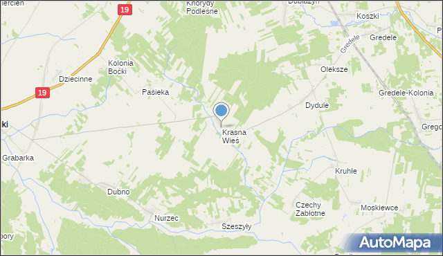 mapa Krasna Wieś, Krasna Wieś na mapie Targeo